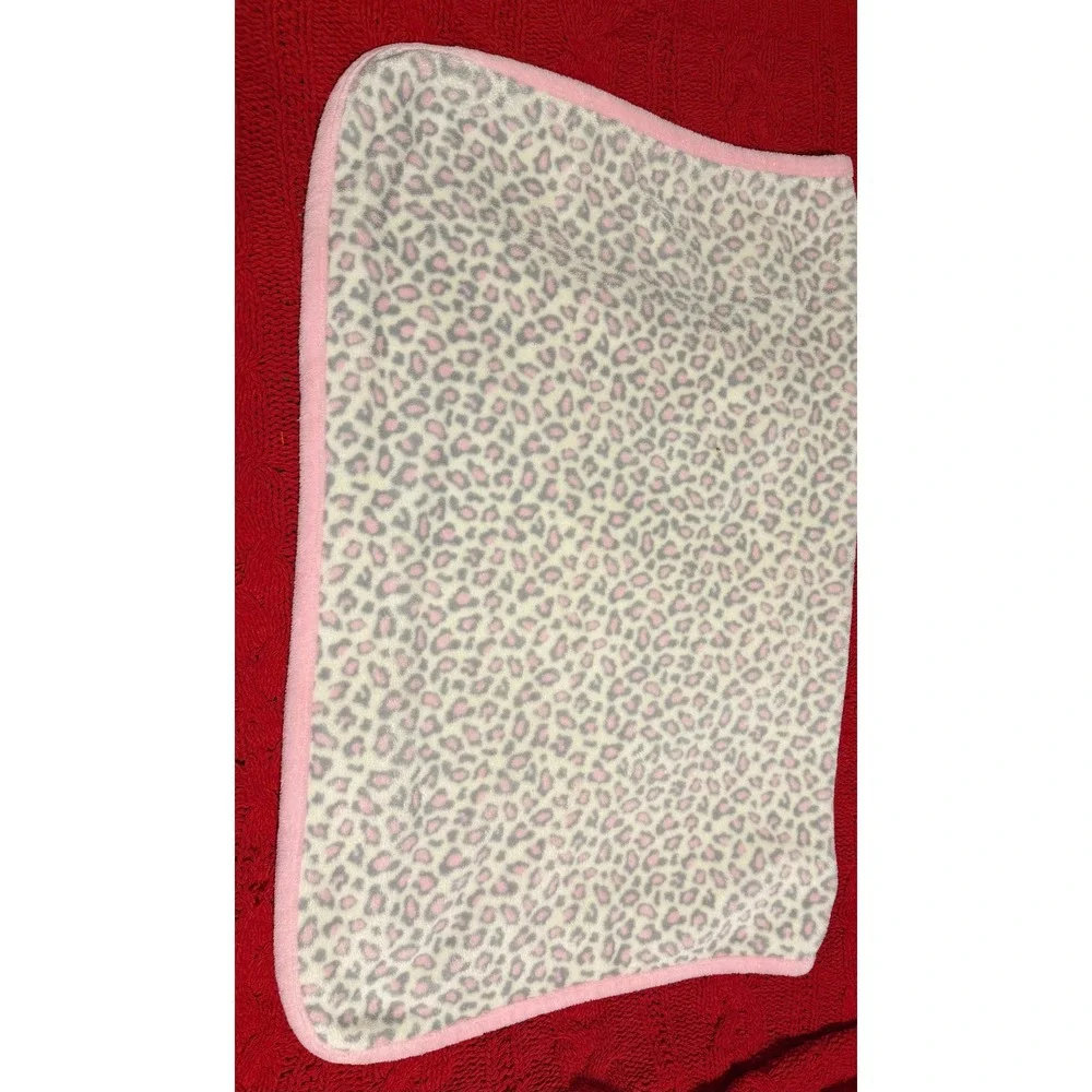 Garanimals Baby Blanket Pink Grey Leopard Animal Print Plush Fleece GM4410G